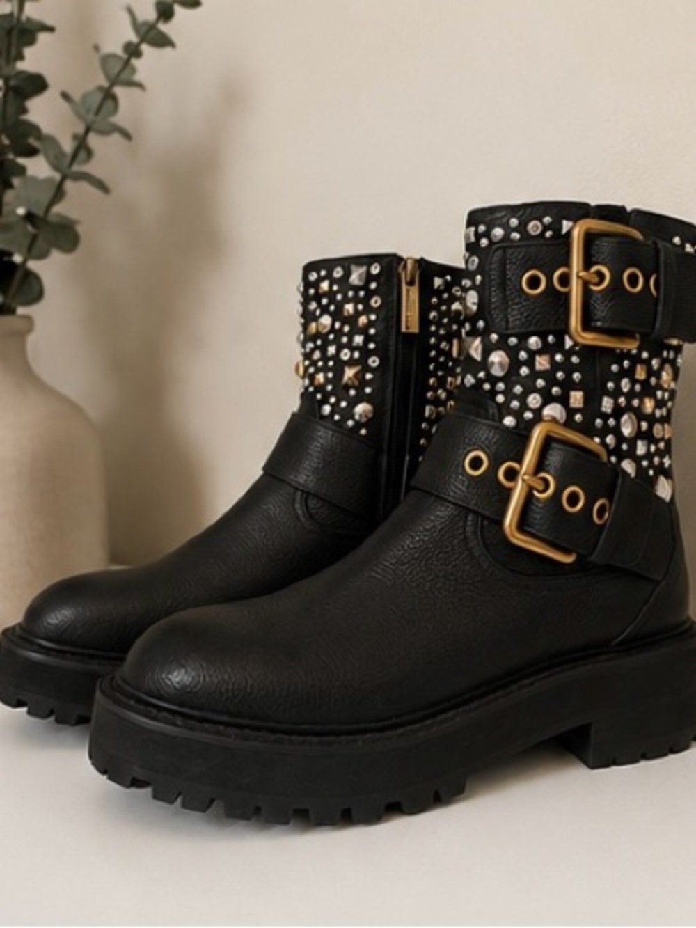 Kurt Geiger London Hackney Studded Leather Biker Boots [$365 USD] NWOB Size 37